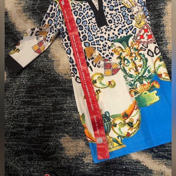 EDM ETOILE DU MONDE Art work  Multi Print Beaded  Shift Dress 4 - Picture 12 of 12